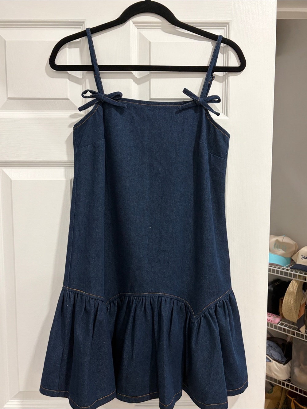 Avec Les Filles NWT Denim Bow Dress XS